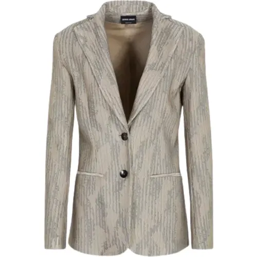 Blazers, female, , Size: XS Vertical-Stripe Single-Breasted Blazer - Giorgio Armani - Modalova