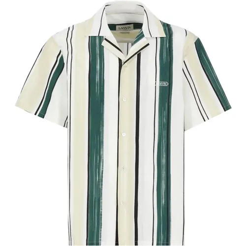 Cotton Shirt with Collar and Short Sleeves , male, Sizes: L, 2XL, M - Lanvin - Modalova