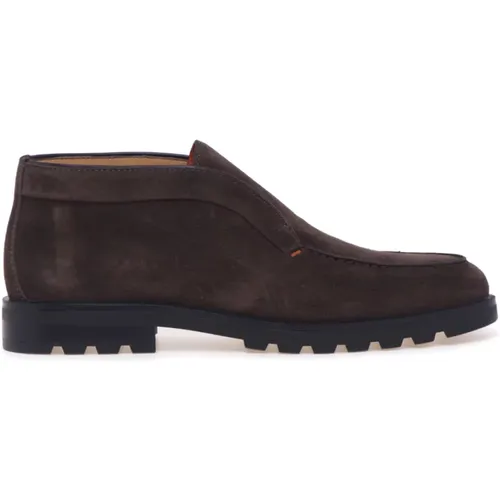 Suede Boots with Orange Stitching , male, Sizes: 6 UK, 9 UK, 8 UK, 7 1/2 UK, 6 1/2 UK, 7 UK - Santoni - Modalova