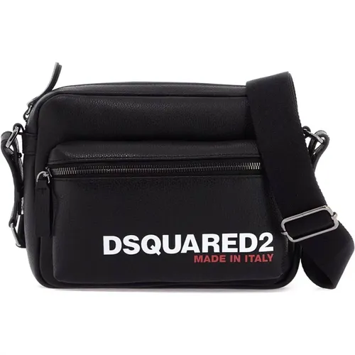 Textured leather crossbody bag with adjustable strap , male, Sizes: ONE SIZE - Dsquared2 - Modalova