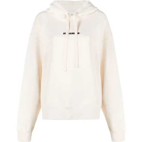 Weiße Logo-Print Hoodie Sweater , Damen, Größe: M - Jil Sander - Modalova