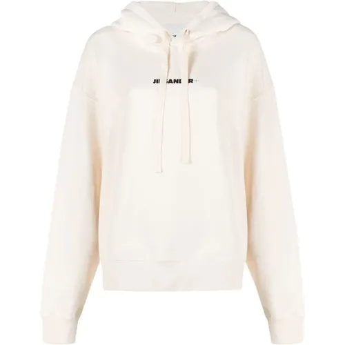 Weiße Logo-Print Hoodie Sweater , Damen, Größe: XS - Jil Sander - Modalova