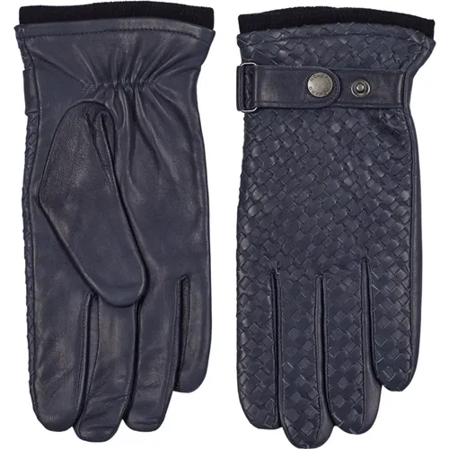 Gloves, male, , Size: S Navy Leather Braided Gloves - Howard London - Modalova