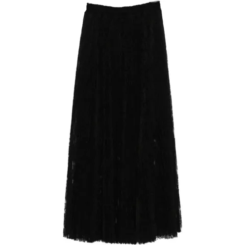 Maxi Skirts, female, , Size: XS Lace Pleated Skirt Elastic Waistband - Ermanno Scervino - Modalova