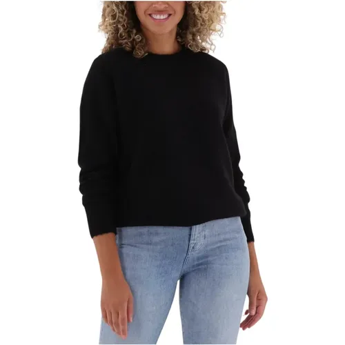 Lulu Strick O-neck Pullover Schwarz , Damen, Größe: L - Selected Femme - Modalova