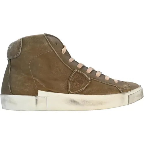 Military High Top Sneakers , male, Sizes: 5 UK, 7 UK - Philippe Model - Modalova