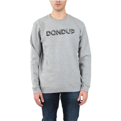 Baumwoll-Sweatshirt mit Flocklogo , Herren, Größe: L - Dondup - Modalova