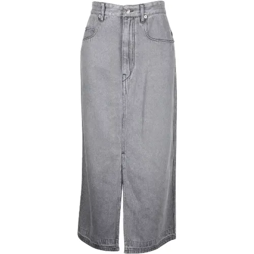 Pre-owned Skirts, female, , Size: XS Stylish Denim Midi Skirt in Grey Cotton - Isabel Marant Pre-owned - Modalova