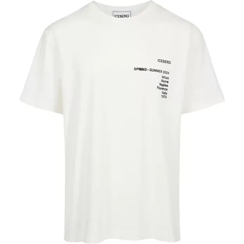 Logo Print Baumwoll T-Shirt , Herren, Größe: 2XL - Iceberg - Modalova