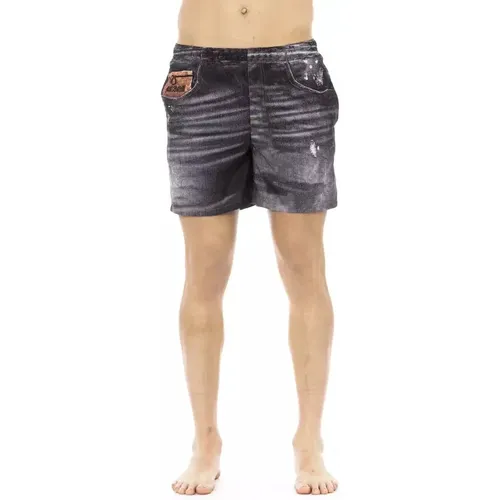 Printed Beach Shorts with Side Pockets , male, Sizes: L, 2XL, XL - Just Cavalli - Modalova