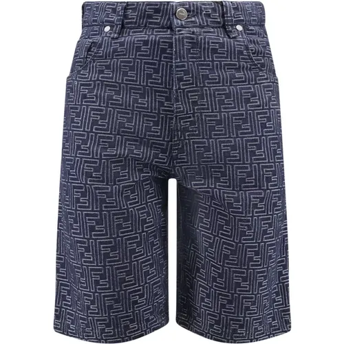 Denim Shorts, male, , Size: W31 Shorts with Button Closure - Fendi - Modalova