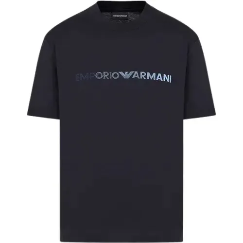 Blaue T-Shirts und Polos , Herren, Größe: XL - Emporio Armani - Modalova