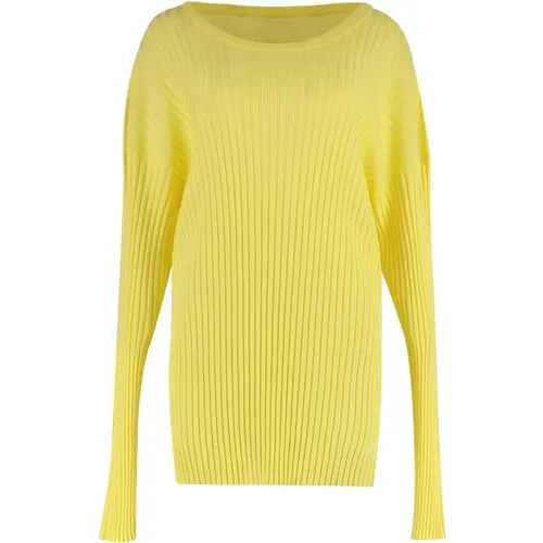 Round-neck Knitwear, female, , Size: S Viscose Blend Sweater - MM6 Maison Margiela - Modalova
