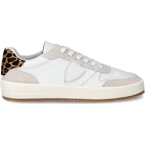 Niedrige Sneakers mit Animal Print , Damen, Größe: 36 EU - Philippe Model - Modalova