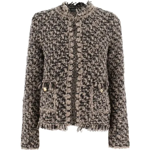 Tweed Jackets, female, , Size: L Elegant Jewelled Button Jacket - Fabiana Filippi - Modalova