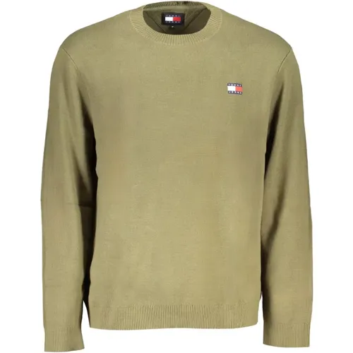 Grüner Pullover mit langen Ärmeln Besticktes Logo , Herren, Größe: 2XL - Tommy Hilfiger - Modalova