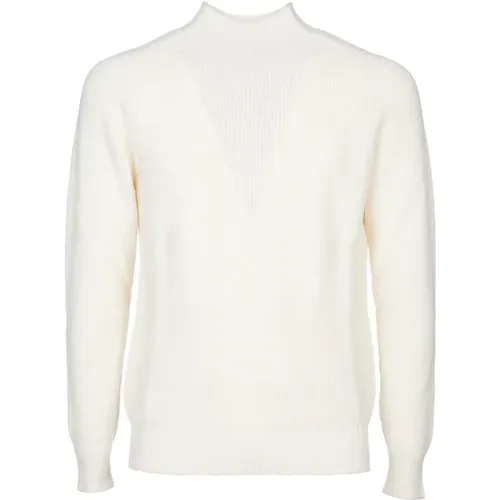 Weißer Mock Neck Pullover English Rib , Herren, Größe: M - Tagliatore - Modalova