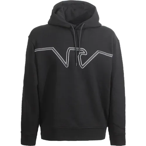 Hoodies, male, , Size: L Hooded Sweatshirt with Embossed Logo - Emporio Armani - Modalova