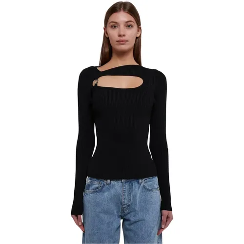 Schwarzer Pullover mit Ausschnitt , Damen, Größe: M - Coperni - Modalova