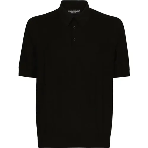 Woven Logo Knitted Polo , male, Sizes: L, 2XL - Dolce & Gabbana - Modalova