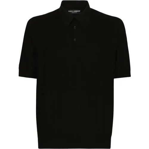 Woven Logo Knitted Polo , male, Sizes: L, 2XL, XL, M - Dolce & Gabbana - Modalova