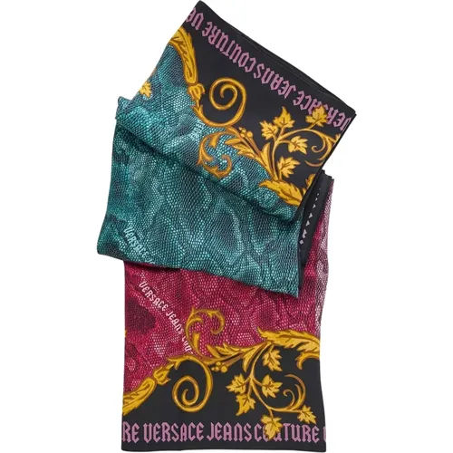 Silky Scarves, female, , Size: ONE SIZE Snake Print Silk Scarf - Versace Jeans Couture - Modalova