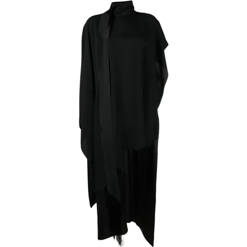 Schwarzes Kleid mit Crepe-Textur und hohem Kragen - Taller Marmo - Modalova