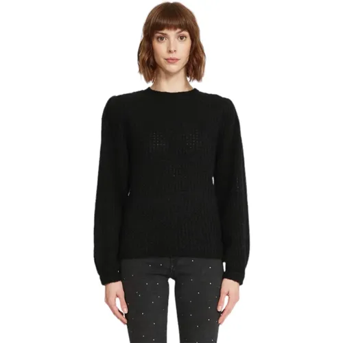 Schwarze Pullover mit Rundhalsausschnitt und Langen Ärmeln , Damen, Größe: XS - Silvian Heach - Modalova