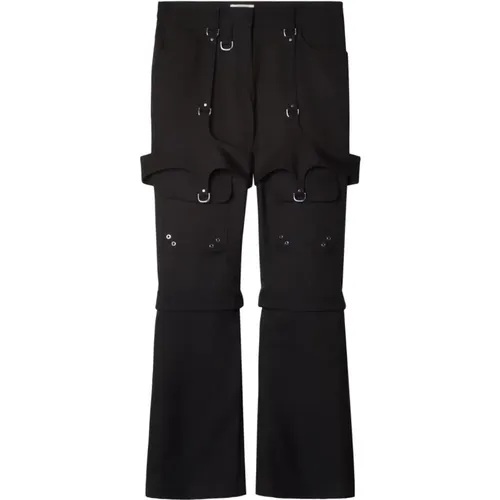 Wool Trousers with Silver Details , female, Sizes: S, XS, 2XS - Off White - Modalova