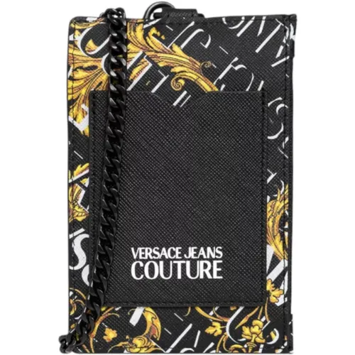 Wallets & Cardholders, male, , Size: ONE SIZE Baroque Print Card Holder with Chain - Versace Jeans Couture - Modalova