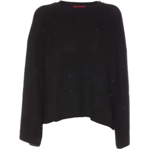 Schwarzer Strass Crewneck Wollpullover - Aniye By - Modalova