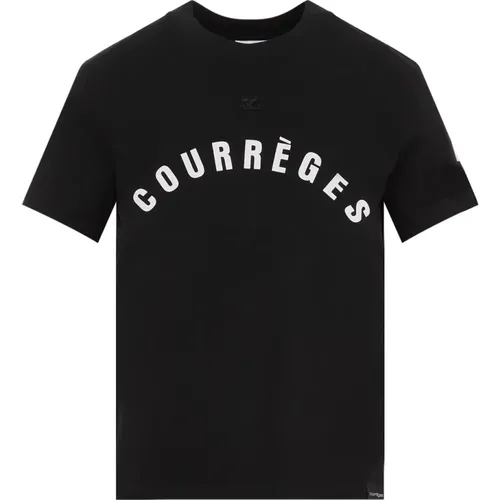 Schwarzes Baumwoll-T-Shirt Ss24 , Damen, Größe: M - Courrèges - Modalova