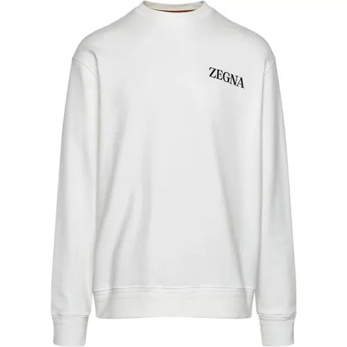 Weiße Baumwoll-Sweatshirt , Herren, Größe: L - Ermenegildo Zegna - Modalova