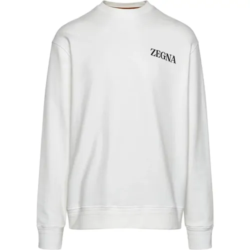 Weiße Baumwoll-Sweatshirt - Ermenegildo Zegna - Modalova