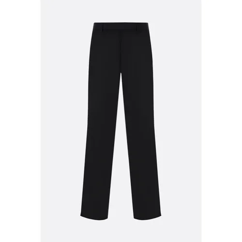 Chinos, male, , Size: XL Straight Leg Wool Gabardine Trousers with Re-Nylon Waistband - Prada - Modalova