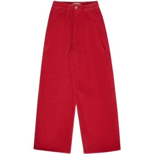 Corduroy Straight Cut Pants Ruby Dusk - The New Society - Modalova