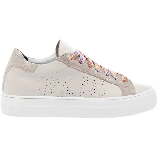 Weiße Ledersneakers mit Glitzerdetails , Damen, Größe: 41 EU - P448 - Modalova