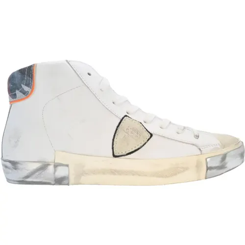 Sneakers, male, , Size: 8 US High Top Sneakers White Silver Camo - Philippe Model - Modalova