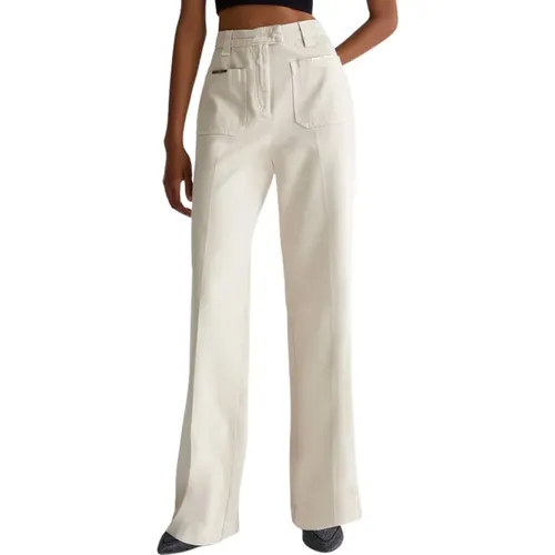 Straight Cotton Trousers Metal Detail , female, Sizes: W24, W25, W26, W29, W30, W28, W27 - Liu Jo - Modalova