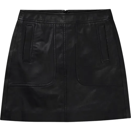 Simple Leather Skirt , female, Sizes: M, XL - Munthe - Modalova