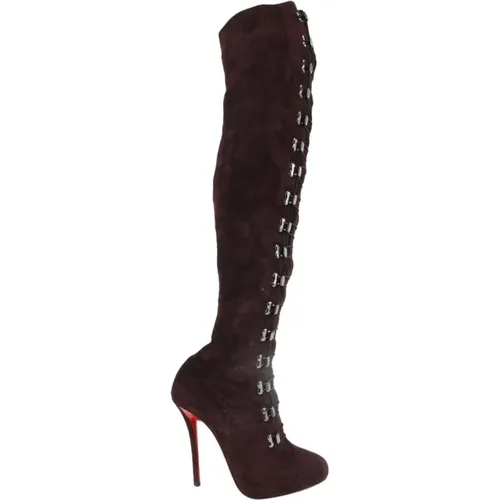 Pre-owned Boots, female, , Size: 9 US Pre-owned Suede heels - Christian Louboutin Pre-owned - Modalova