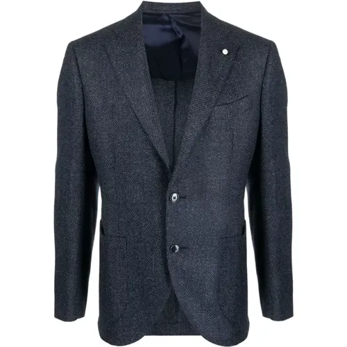 Blazers, male, , Size: 3XL MultiColour Wool Blend Jacket with Button Detailing - Luigi Bianchi Mantova - Modalova