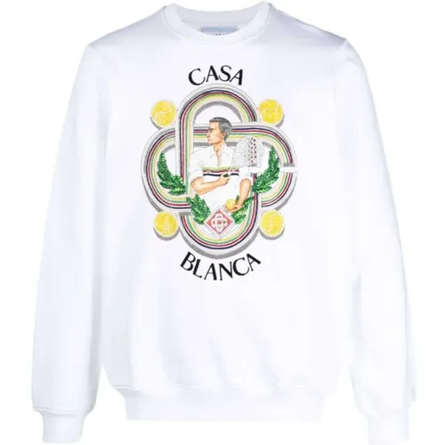 Tennis-inspired Cotton Sweatshirt , male, Sizes: XL - Casablanca - Modalova