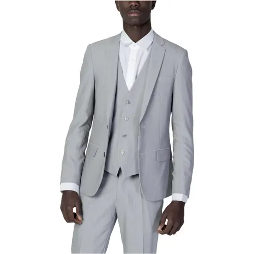 Formal Blazers, male, , Size: 2XL Grey V-Neck Button Blazer Spring/Summer - Antony Morato - Modalova