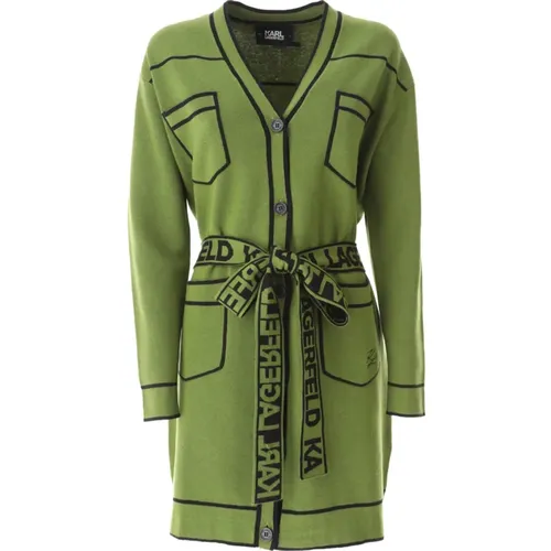 Belted Cardigan with Contrast Piping , female, Sizes: M, XS - Karl Lagerfeld - Modalova