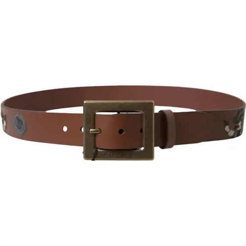 Belts, male, , Size: 100 CM Leather Square Buckle Belt - Dolce & Gabbana - Modalova