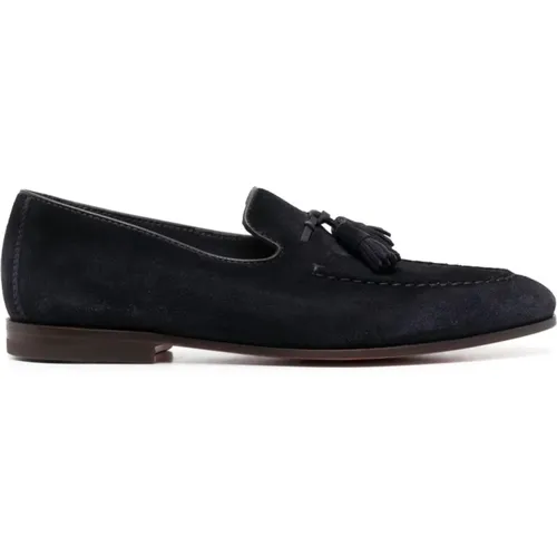 Loafers, male, , Size: 8 US Leather Loafer Flat Shoes - Santoni - Modalova