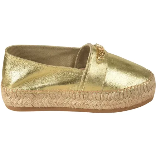 Espadrilles, female, , Size: 6 US Flat shoes Golden - Moschino - Modalova