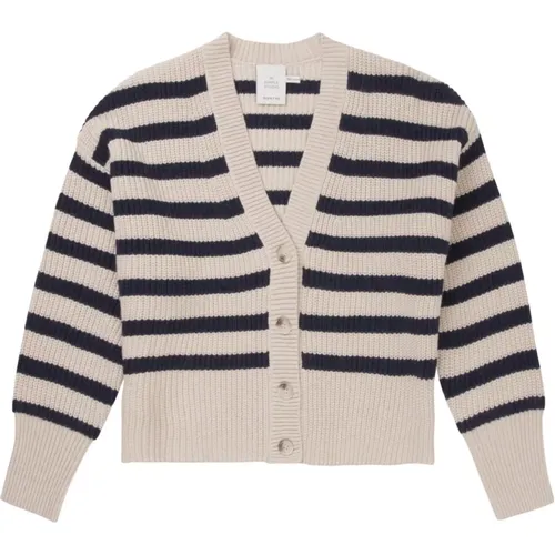 Gestreifter Cardigan mit Knopfverschluss , Damen, Größe: M - Munthe - Modalova