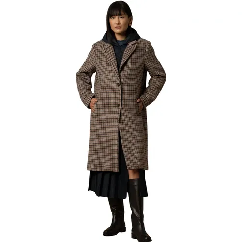 Single-Breasted Coats, female, , Size: L Checkered Coat with Elegant Style - Kocca - Modalova